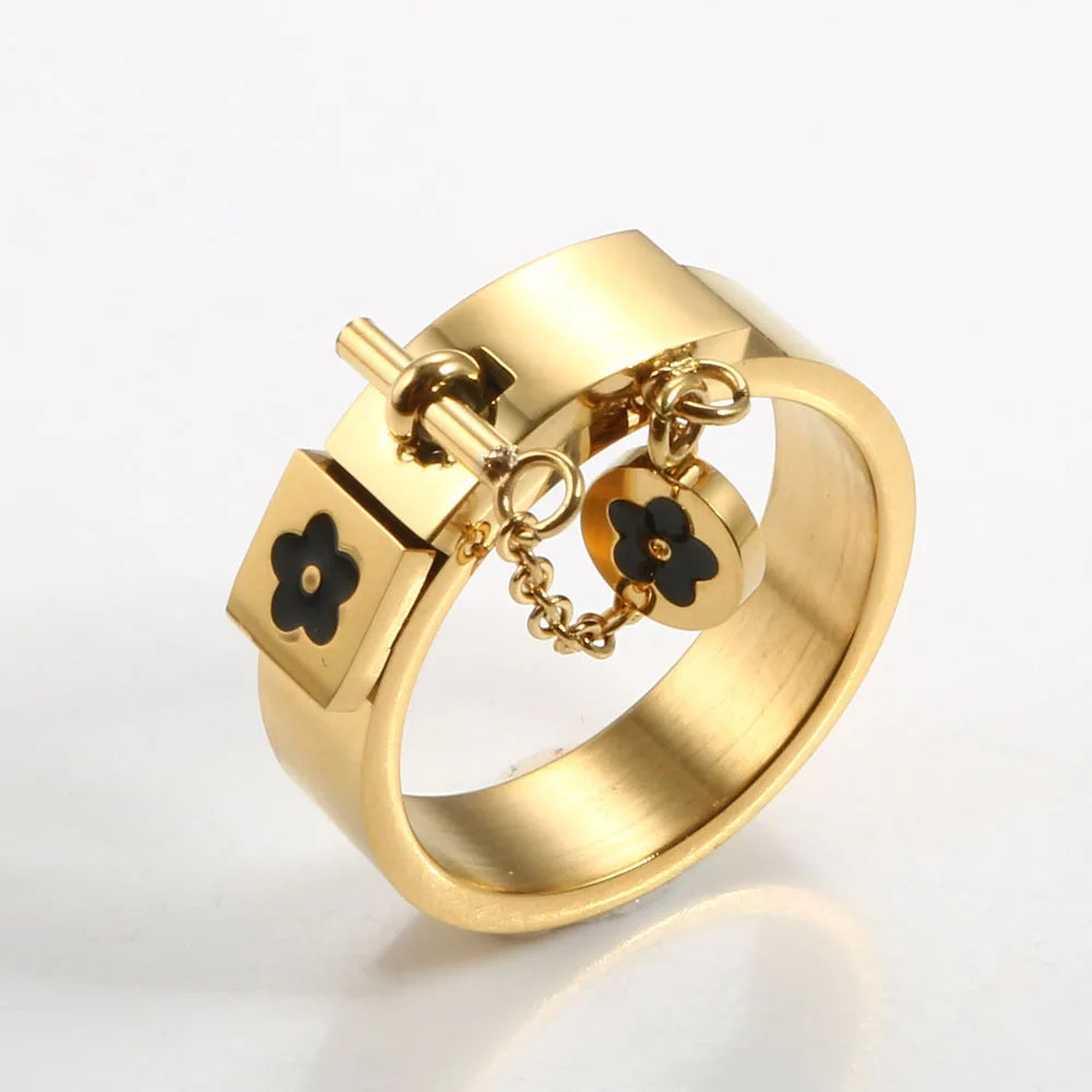 Luxury Flower Charm Bangle & Matching Rings