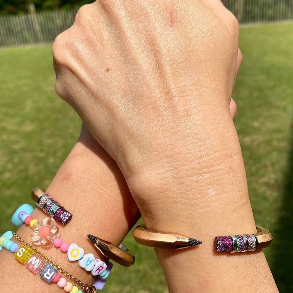 Pencil Designs Bangle Cuff Bracelet For Women