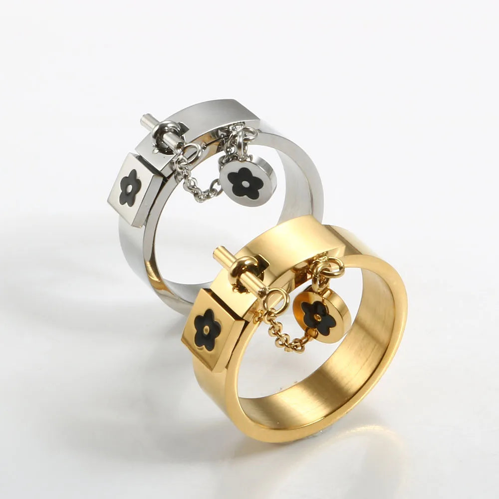 Luxury Flower Charm Bangle & Matching Rings