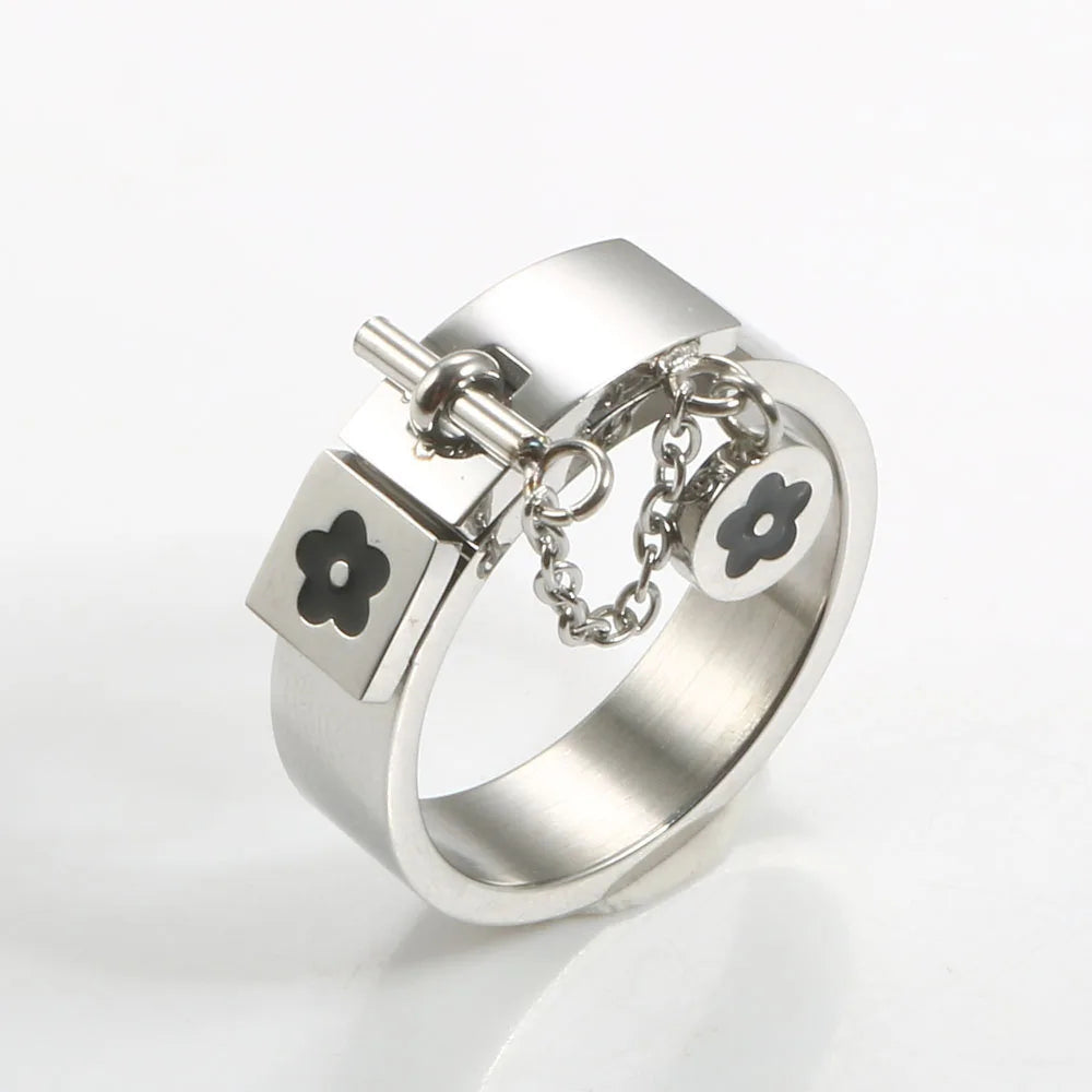Luxury Flower Charm Bangle & Matching Rings