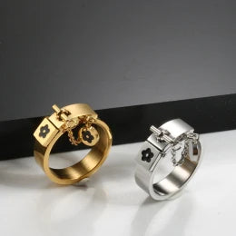 Luxury Flower Charm Bangle & Matching Rings