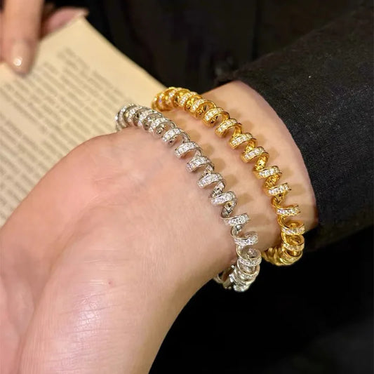 Luxury Diamond Studded Coiled Design Bangle Bracelet