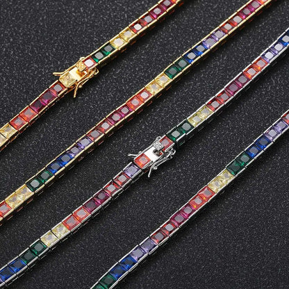 Iced Rainbow Colorful Tennis Necklace