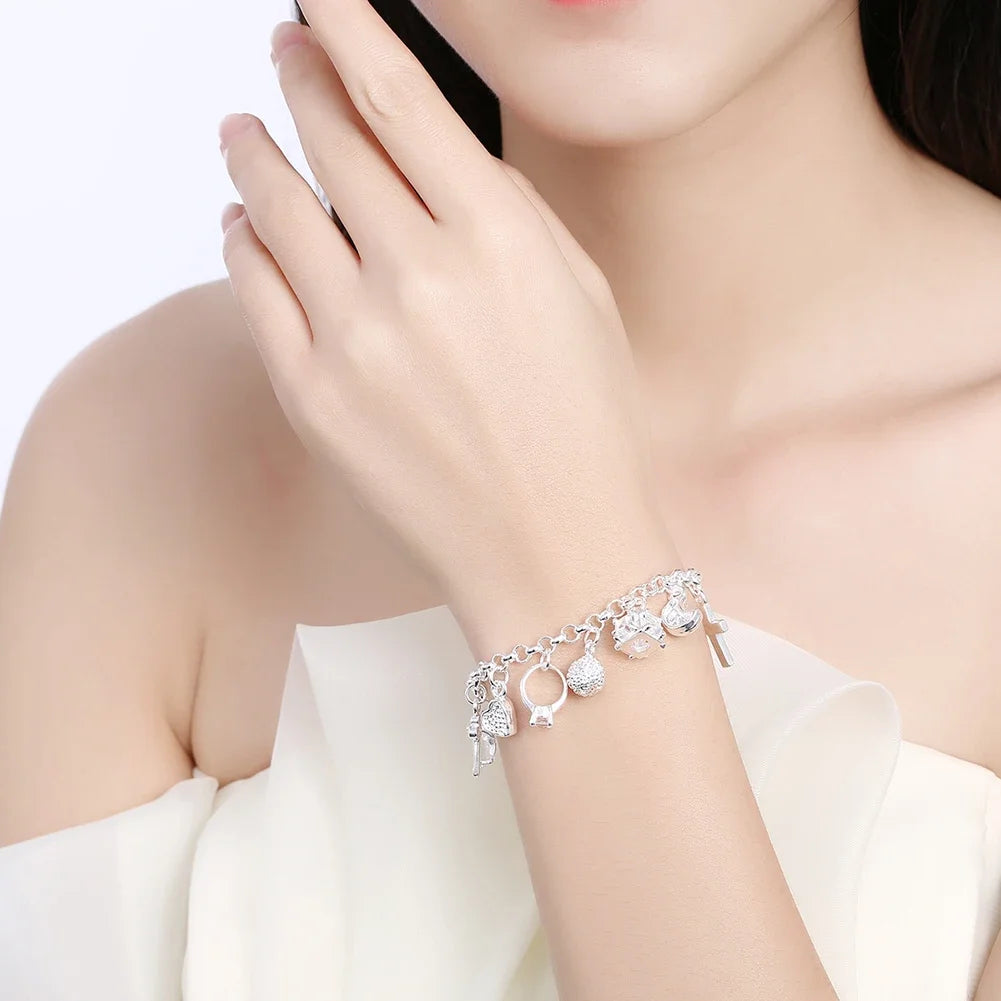 Pretty Heart Chain Sterling Bracelet
