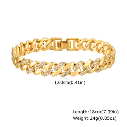 18Kt Gold-Plated- Chunky Cubic Zirconia Link Bracelets