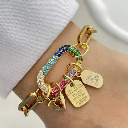Initial Letter Gold Screw Clasp Link Chain