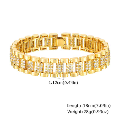 18Kt Gold-Plated- Chunky Cubic Zirconia Link Bracelets