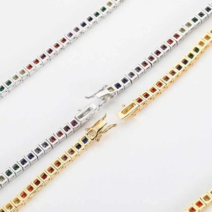 Iced Rainbow Colorful Tennis Necklace