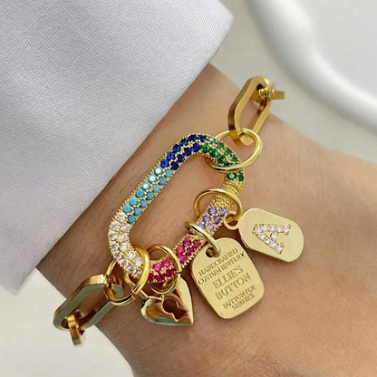 Initial Letter Gold Screw Clasp Link Chain