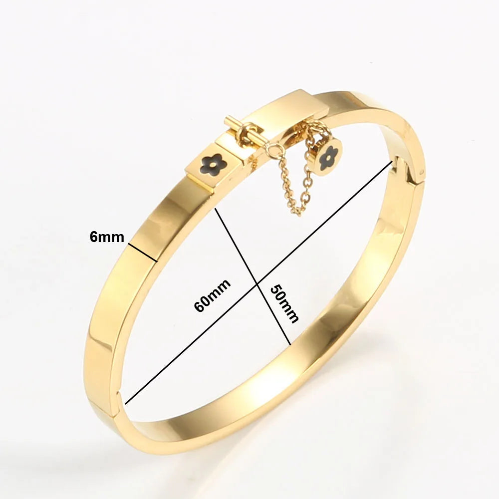 Luxury Flower Charm Bangle & Matching Rings