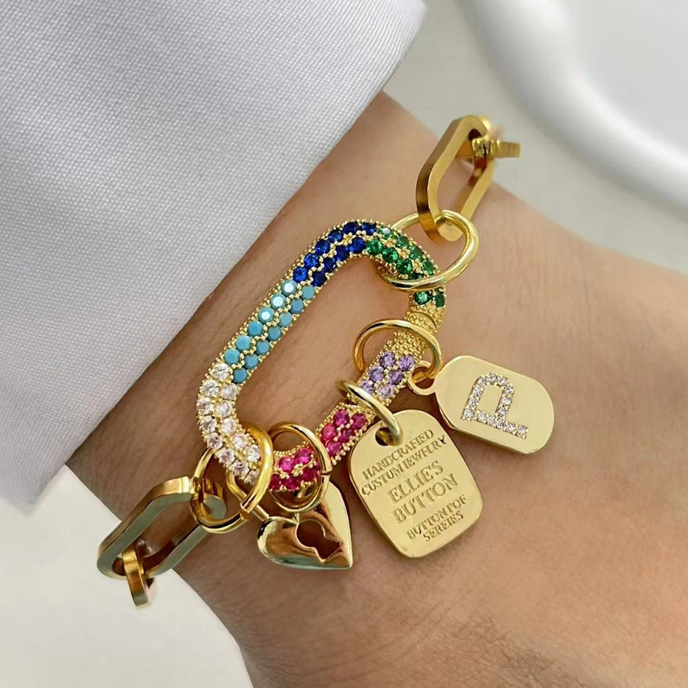 Initial Letter Gold Screw Clasp Link Chain