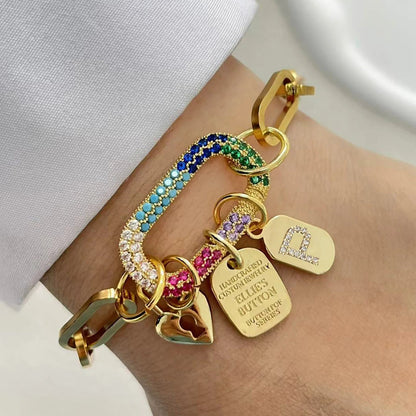 Initial Letter Gold Screw Clasp Link Chain