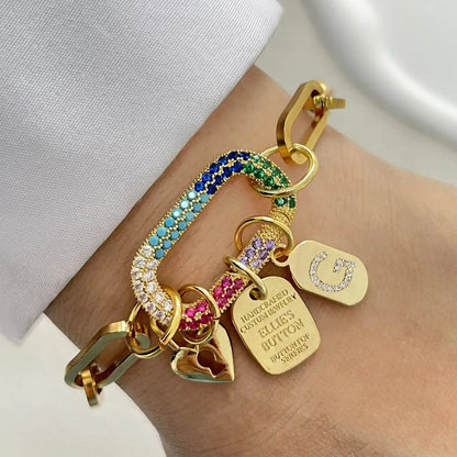 Initial Letter Gold Screw Clasp Link Chain