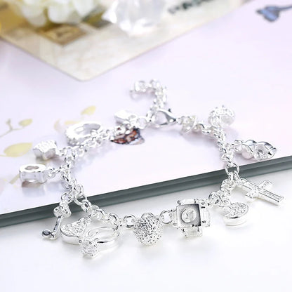 Pretty Heart Chain Sterling Bracelet