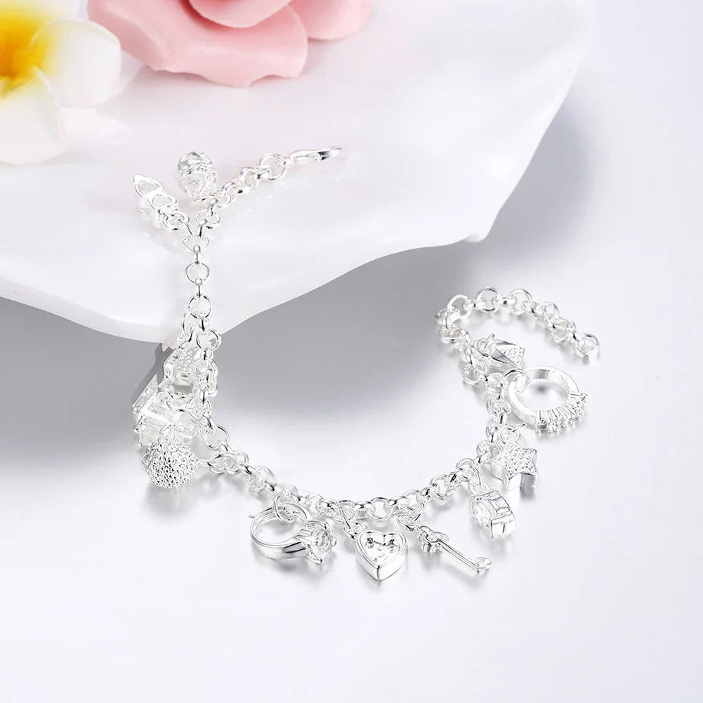 Pretty Heart Chain Sterling Bracelet