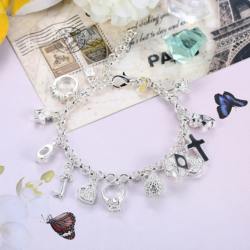 Pretty Heart Chain Sterling Bracelet