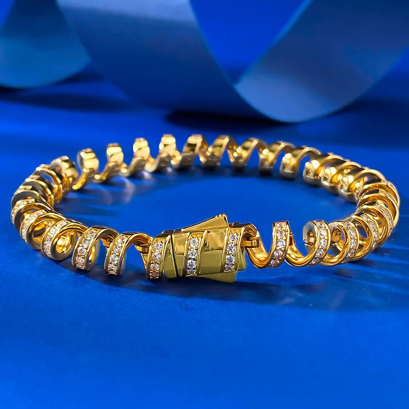 Luxury Diamond Studded Coiled Design Bangle Bracelet