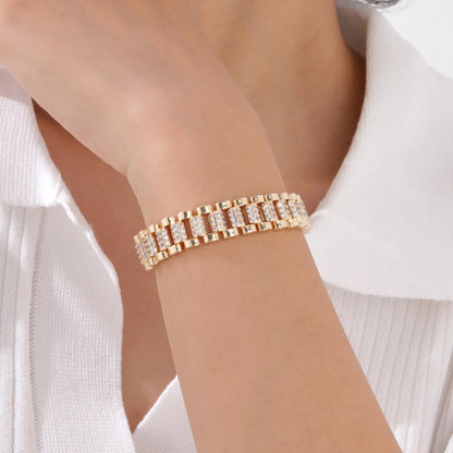 18Kt Gold-Plated- Chunky Cubic Zirconia Link Bracelets
