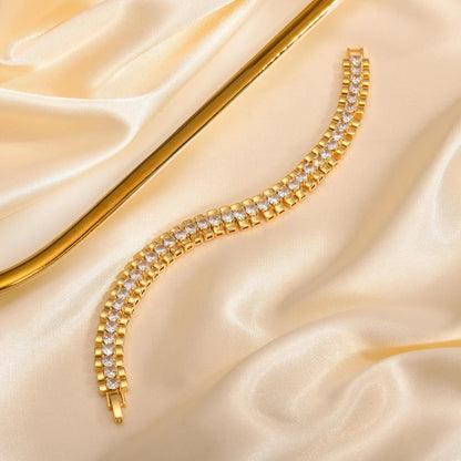 18Kt Gold-Plated- Chunky Cubic Zirconia Link Bracelets