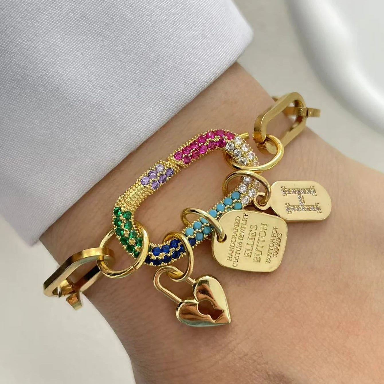 Initial Letter Gold Screw Clasp Link Chain