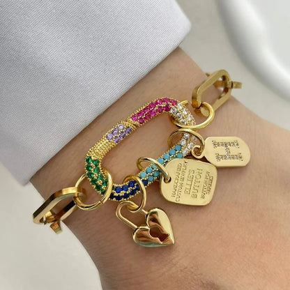 Initial Letter Gold Screw Clasp Link Chain