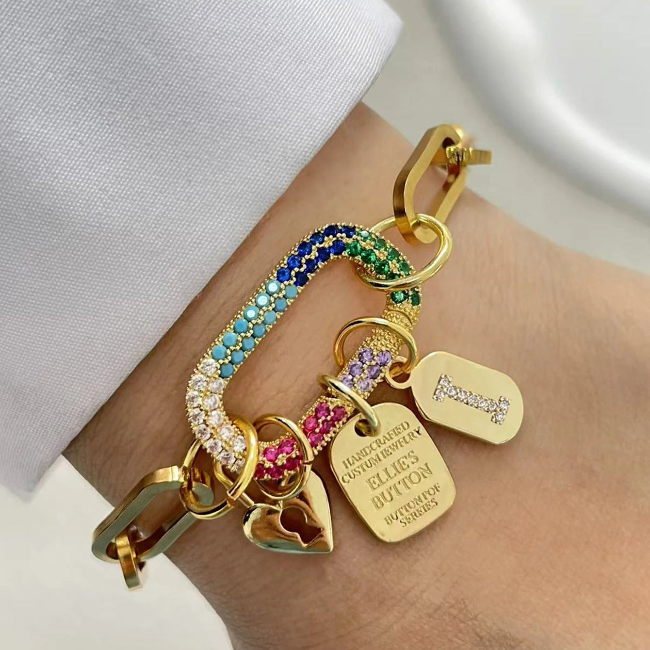 Initial Letter Gold Screw Clasp Link Chain