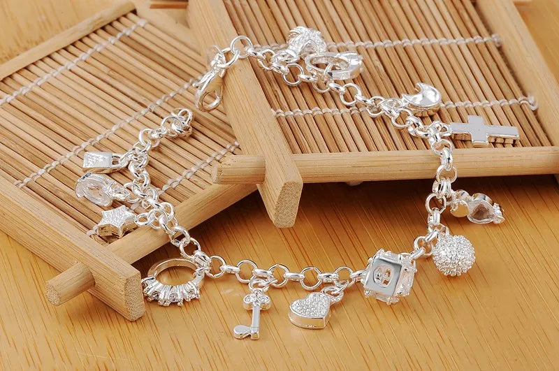 Pretty Heart Chain Sterling Bracelet