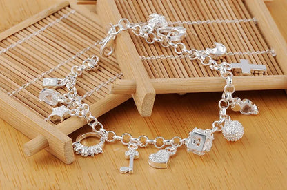 Pretty Heart Chain Sterling Bracelet