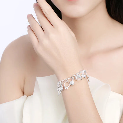 Pretty Heart Chain Sterling Bracelet
