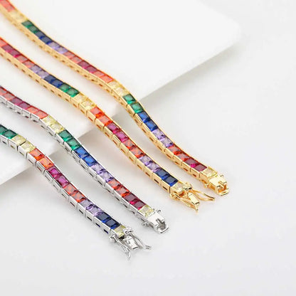 Iced Rainbow Colorful Tennis Necklace
