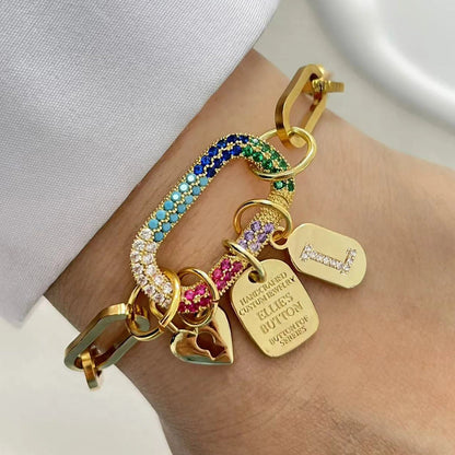 Initial Letter Gold Screw Clasp Link Chain