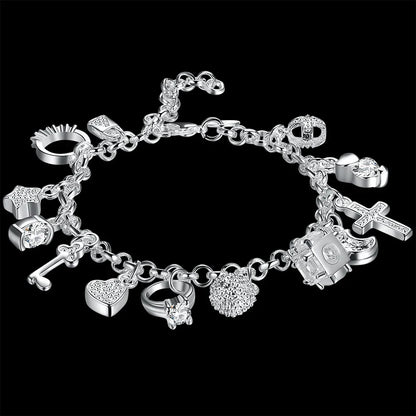 Pretty Heart Chain Sterling Bracelet