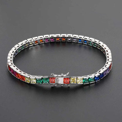 Iced Rainbow Colorful Tennis Necklace