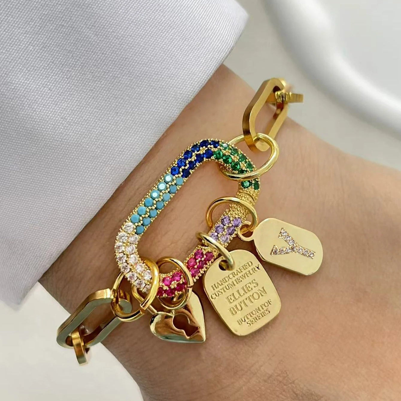 Initial Letter Gold Screw Clasp Link Chain