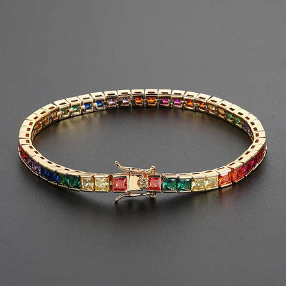 Iced Rainbow Colorful Tennis Necklace