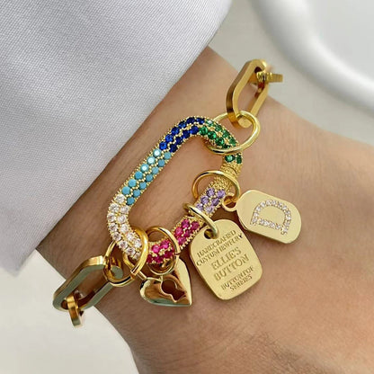 Initial Letter Gold Screw Clasp Link Chain