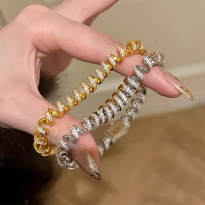 Luxury Diamond Studded Coiled Design Bangle Bracelet