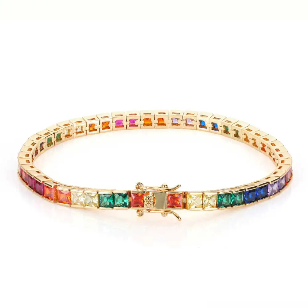 Iced Rainbow Colorful Tennis Necklace