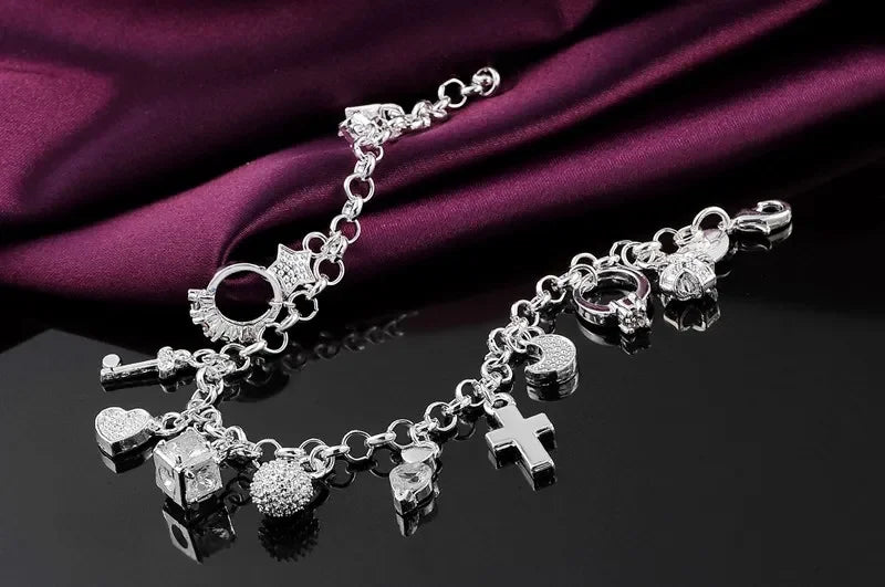 Pretty Heart Chain Sterling Bracelet
