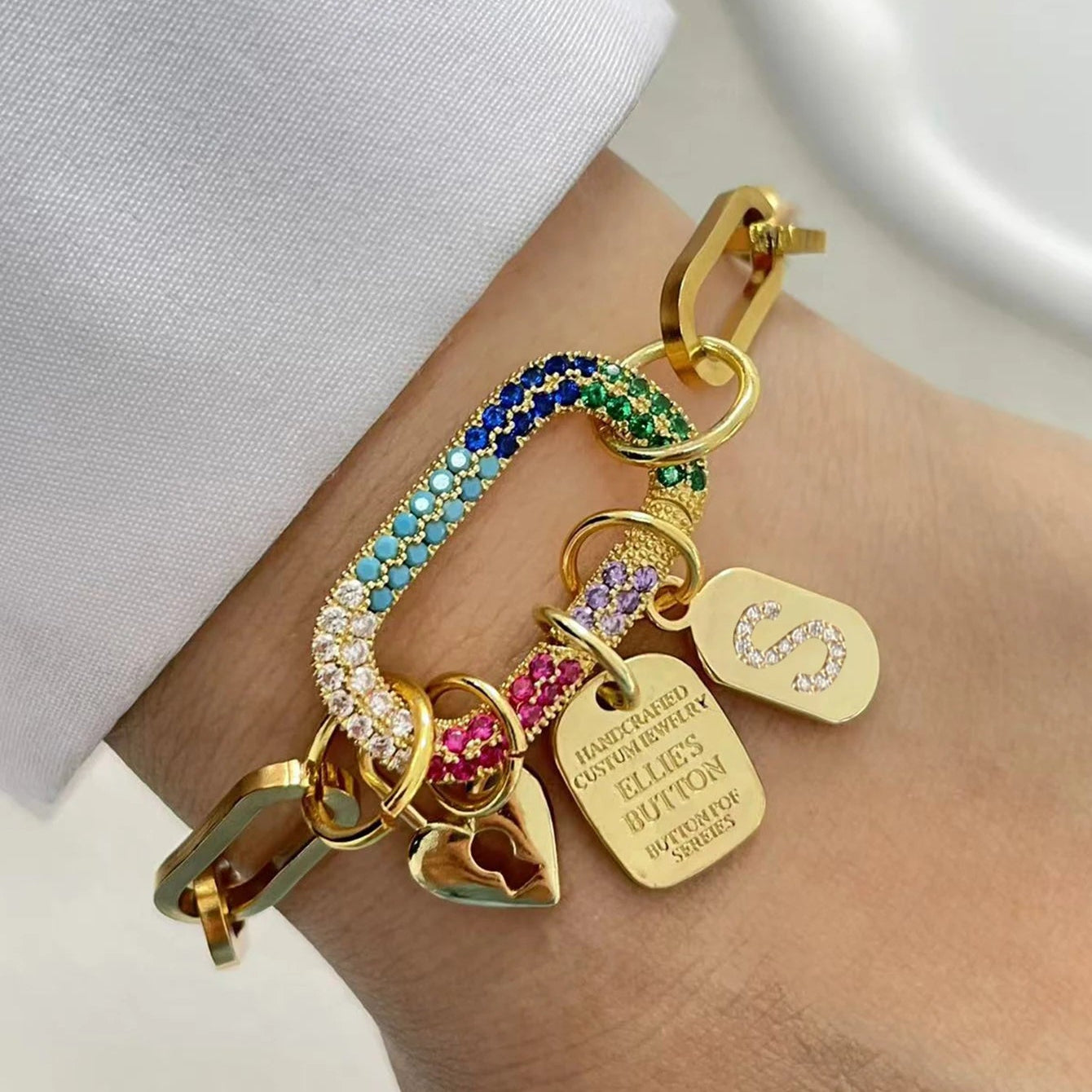 Initial Letter Gold Screw Clasp Link Chain